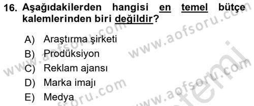 Reklamcılık Dersi 2018 - 2019 Yılı 3 Ders Sınav Soruları 16. Soru