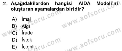 Reklamcılık Dersi 2018 - 2019 Yılı 3 Ders Sınav Soruları 2. Soru