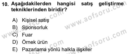 Reklamcılık Dersi Ara Sınavı Deneme Sınav Soruları 10. Soru