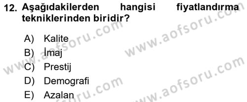 Reklamcılık Dersi Ara Sınavı Deneme Sınav Soruları 12. Soru