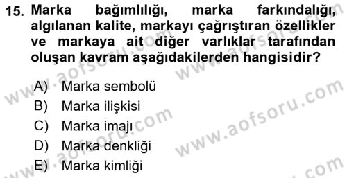 Reklamcılık Dersi Ara Sınavı Deneme Sınav Soruları 15. Soru