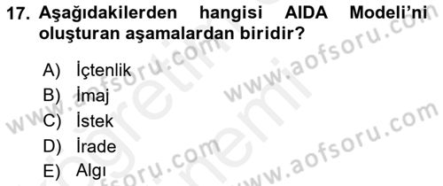 Reklamcılık Dersi Ara Sınavı Deneme Sınav Soruları 17. Soru