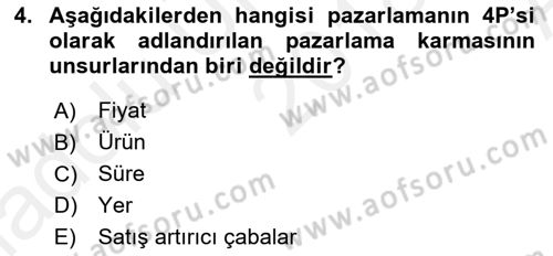 Reklamcılık Dersi 2018 - 2019 Yılı (Vize) Ara Sınav Soruları 4. Soru
