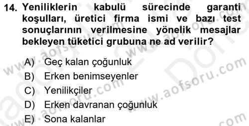 Reklamcılık Dersi 2018 - 2019 Yılı (Final) Dönem Sonu Sınav Soruları 14. Soru