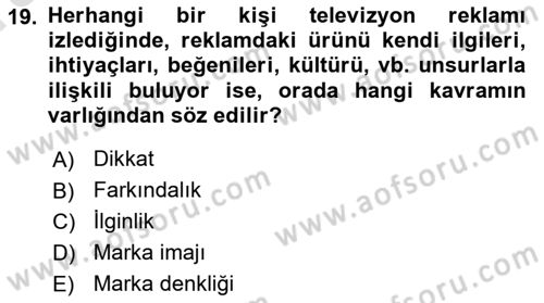 Reklamcılık Dersi Ara Sınavı Deneme Sınav Soruları 19. Soru