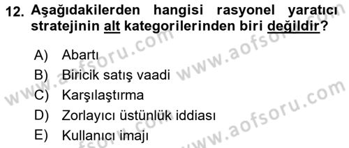 Reklamcılık Dersi 2019 - 2020 Yılı (Final) Dönem Sonu Sınav Soruları 12. Soru
