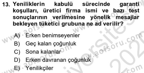 Reklamcılık Dersi 2019 - 2020 Yılı (Final) Dönem Sonu Sınav Soruları 13. Soru