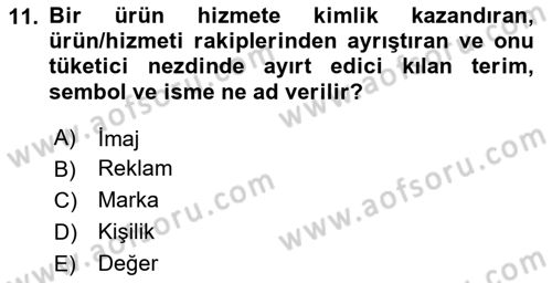 Reklamcılık Dersi 2020 - 2021 Yılı Yaz Okulu Sınav Soruları 11. Soru
