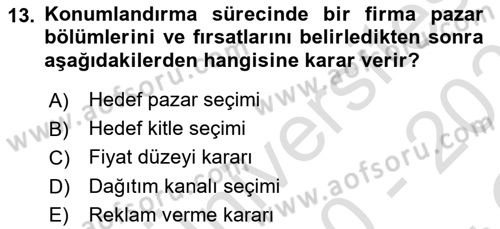 Reklamcılık Dersi 2020 - 2021 Yılı Yaz Okulu Sınav Soruları 13. Soru