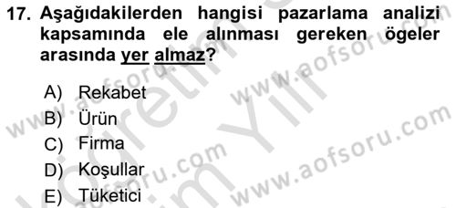 Reklamcılık Dersi 2020 - 2021 Yılı Yaz Okulu Sınav Soruları 17. Soru