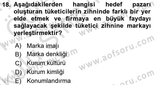 Reklamcılık Dersi 2020 - 2021 Yılı Yaz Okulu Sınav Soruları 18. Soru