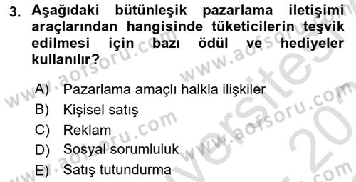Reklamcılık Dersi 2020 - 2021 Yılı Yaz Okulu Sınav Soruları 3. Soru