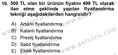 Reklamcılık Dersi 2021 - 2022 Yılı (Vize) Ara Sınav Soruları 10. Soru