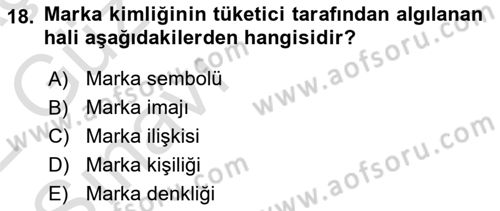 Reklamcılık Dersi Ara Sınavı Deneme Sınav Soruları 18. Soru