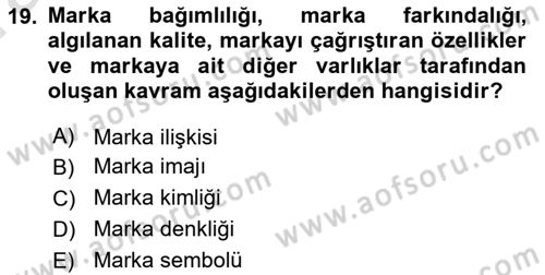 Reklamcılık Dersi 2021 - 2022 Yılı (Vize) Ara Sınav Soruları 19. Soru
