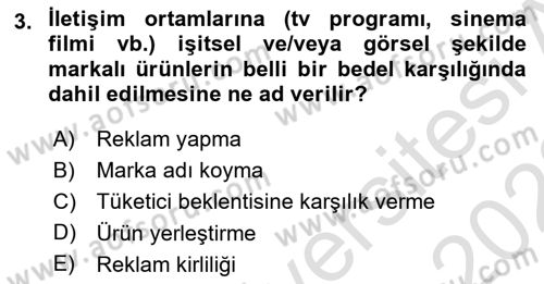 Reklamcılık Dersi Ara Sınavı Deneme Sınav Soruları 3. Soru
