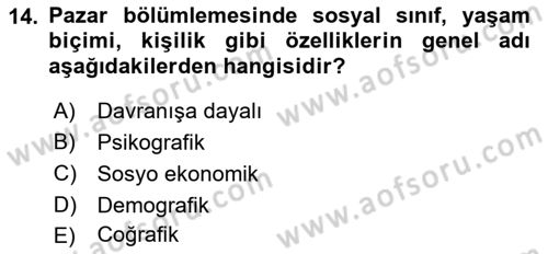Reklamcılık Dersi 2021 - 2022 Yılı (Final) Dönem Sonu Sınav Soruları 14. Soru