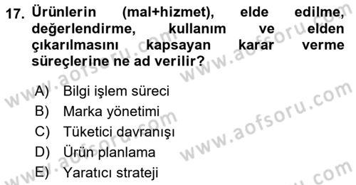 Reklamcılık Dersi 2021 - 2022 Yılı (Final) Dönem Sonu Sınav Soruları 17. Soru