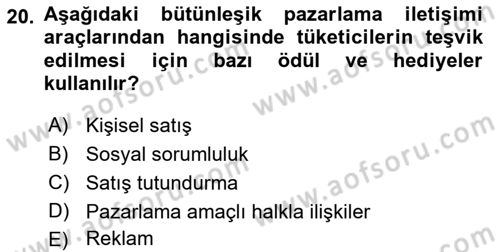 Reklamcılık Dersi 2021 - 2022 Yılı Yaz Okulu Sınav Soruları 20. Soru