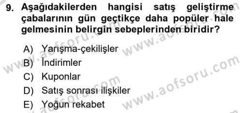 Reklamcılık Dersi 2021 - 2022 Yılı Yaz Okulu Sınav Soruları 9. Soru