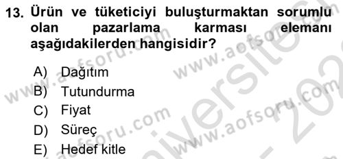 Reklamcılık Dersi 2022 - 2023 Yılı (Vize) Ara Sınavı 13. Soru