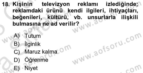 Reklamcılık Dersi 2022 - 2023 Yılı (Vize) Ara Sınavı 18. Soru