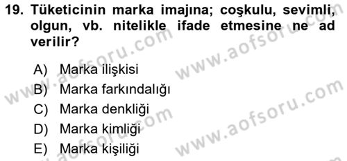 Reklamcılık Dersi 2022 - 2023 Yılı (Vize) Ara Sınavı 19. Soru