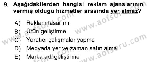 Reklamcılık Dersi 2022 - 2023 Yılı (Final) Dönem Sonu Sınav Soruları 9. Soru