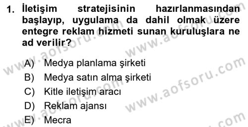 Reklamcılık Dersi 2022 - 2023 Yılı Yaz Okulu Sınav Soruları 1. Soru