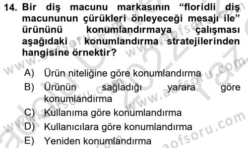 Reklamcılık Dersi 2022 - 2023 Yılı Yaz Okulu Sınav Soruları 14. Soru