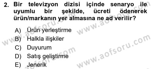 Reklamcılık Dersi 2022 - 2023 Yılı Yaz Okulu Sınav Soruları 2. Soru