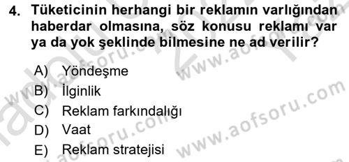 Reklamcılık Dersi 2022 - 2023 Yılı Yaz Okulu Sınav Soruları 4. Soru