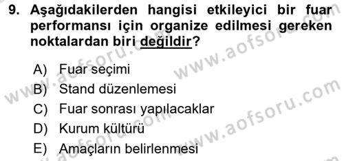 Reklamcılık Dersi 2022 - 2023 Yılı Yaz Okulu Sınav Soruları 9. Soru