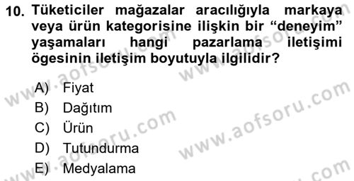 Reklamcılık Dersi 2023 - 2024 Yılı (Vize) Ara Sınav Soruları 10. Soru