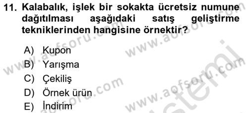 Reklamcılık Dersi 2023 - 2024 Yılı (Vize) Ara Sınav Soruları 11. Soru