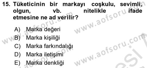 Reklamcılık Dersi 2023 - 2024 Yılı (Vize) Ara Sınav Soruları 15. Soru