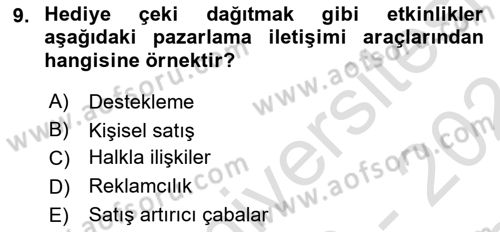 Reklamcılık Dersi 2023 - 2024 Yılı (Final) Dönem Sonu Sınav Soruları 9. Soru