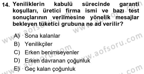 Reklamcılık Dersi 2023 - 2024 Yılı Yaz Okulu Sınav Soruları 14. Soru