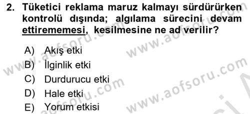 Reklamcılık Dersi 2023 - 2024 Yılı Yaz Okulu Sınav Soruları 2. Soru