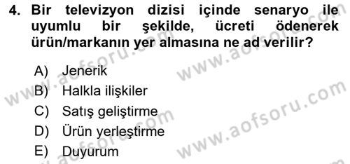 Reklamcılık Dersi 2023 - 2024 Yılı Yaz Okulu Sınav Soruları 4. Soru