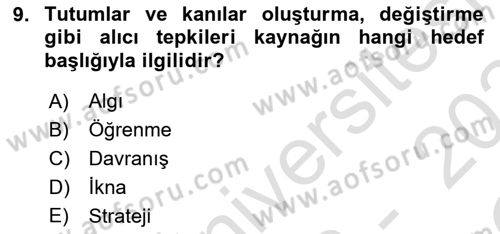 Reklamcılık Dersi 2023 - 2024 Yılı Yaz Okulu Sınav Soruları 9. Soru