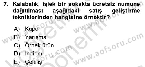 Reklamcılık Dersi Ara Sınavı Deneme Sınav Soruları 7. Soru