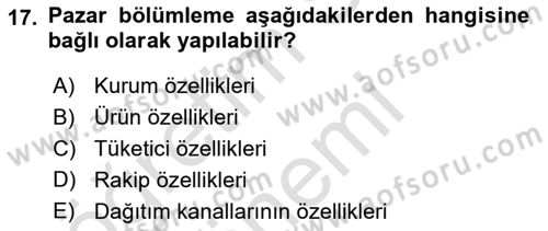 Reklamcılık Dersi 2024 - 2025 Yılı (Final) Dönem Sonu Sınav Soruları 17. Soru