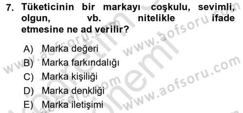 Reklamcılık Dersi 2024 - 2025 Yılı (Final) Dönem Sonu Sınav Soruları 7. Soru