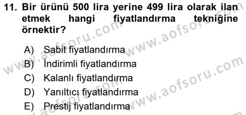 Reklamcılık Dersi 2025 - 2026 Yılı (Vize) Ara Sınav Soruları 11. Soru