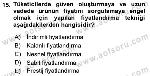 Reklamcılık Dersi 2025 - 2026 Yılı (Vize) Ara Sınav Soruları 15. Soru