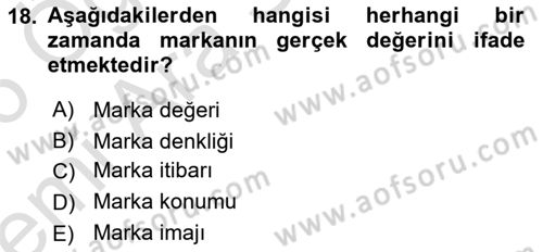 Reklamcılık Dersi 2025 - 2026 Yılı (Vize) Ara Sınav Soruları 18. Soru