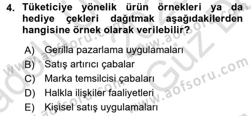 Reklamcılık Dersi 2025 - 2026 Yılı (Vize) Ara Sınav Soruları 4. Soru