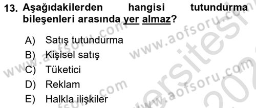 Reklamcılık Dersi 2025 - 2026 Yılı (Final) Dönem Sonu Sınav Soruları 13. Soru