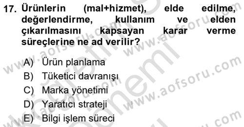 Reklamcılık Dersi 2025 - 2026 Yılı (Final) Dönem Sonu Sınav Soruları 17. Soru